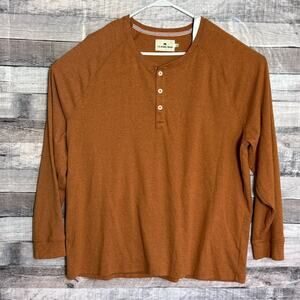 The Normal Brand Puremeso Everyday Henley Shirt Mens 2XL Rust Long Sleeve